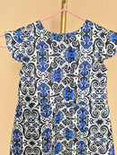 Handmade Blue, Black & White Flutter-Sleeve Dress Size 1-2 years