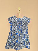 Handmade Blue, Black & White Flutter-Sleeve Dress Size 1-2 years