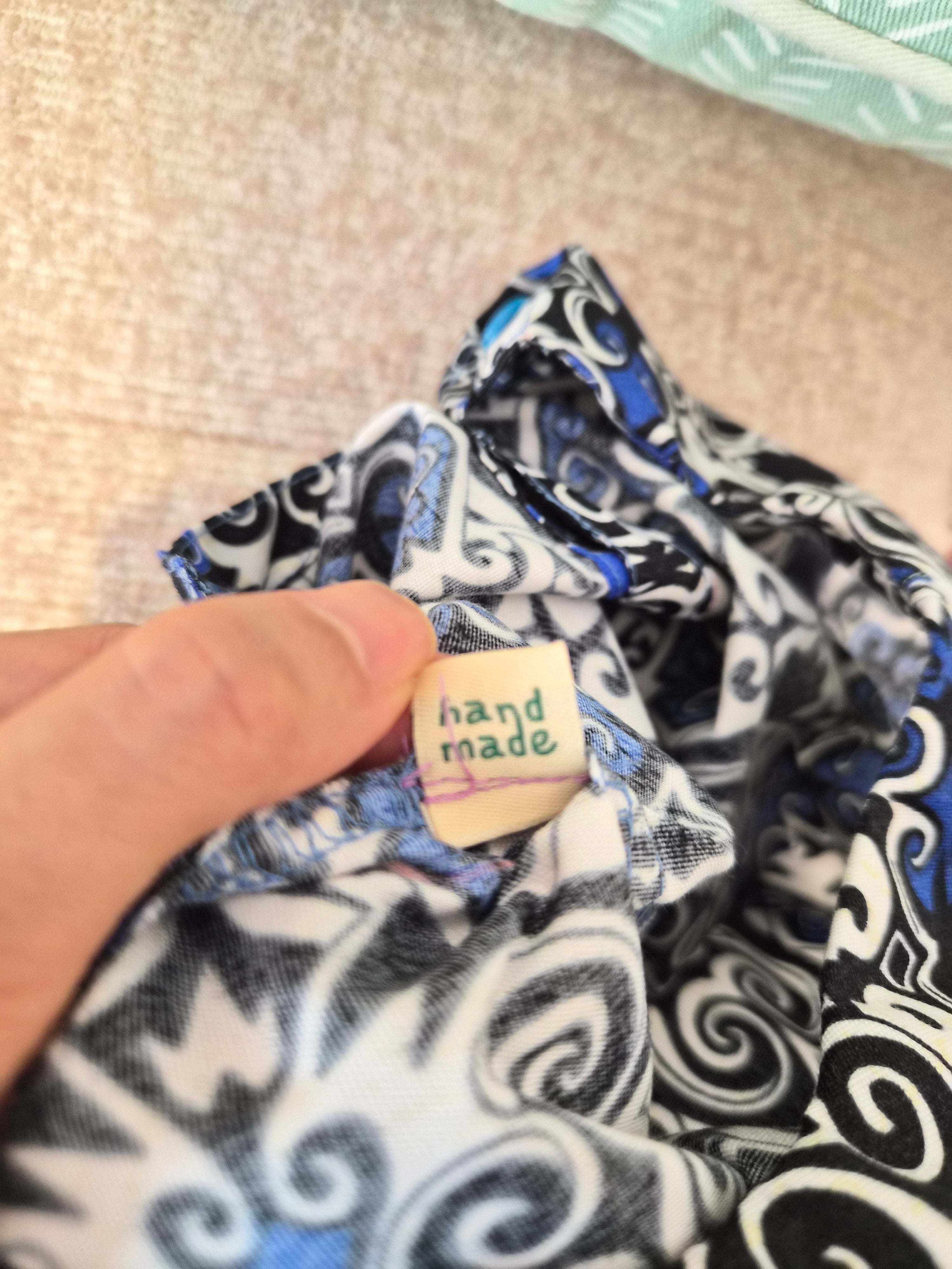 Handmade Blue, Black & White Flutter-Sleeve Dress Size 1-2 years