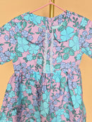 Handmade Lilac & Aqua Floral Peter Pan Collar Dress Size 1 -2 Years