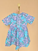 Handmade Lilac & Aqua Floral Peter Pan Collar Dress Size 1 -2 Years