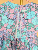 Handmade Lilac & Aqua Floral Peter Pan Collar Dress Size 1 -2 Years