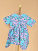 Handmade Lilac & Aqua Floral Peter Pan Collar Dress Size 1 -2 Years