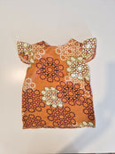 Handmade Orange Geometric Flutter-Sleeve Dress 6 Months - 1 Year