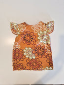 Handmade Orange Geometric Flutter-Sleeve Dress 6 Months - 1 Year