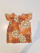 Handmade Orange Geometric Flutter-Sleeve Dress 6 Months - 1 Year