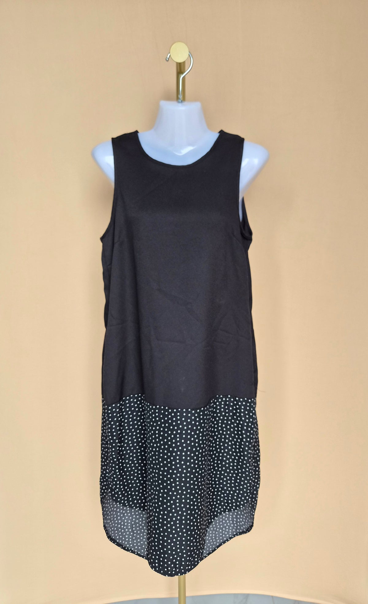 Zalora Basics Black Polka Dot Midi Dress – Size M