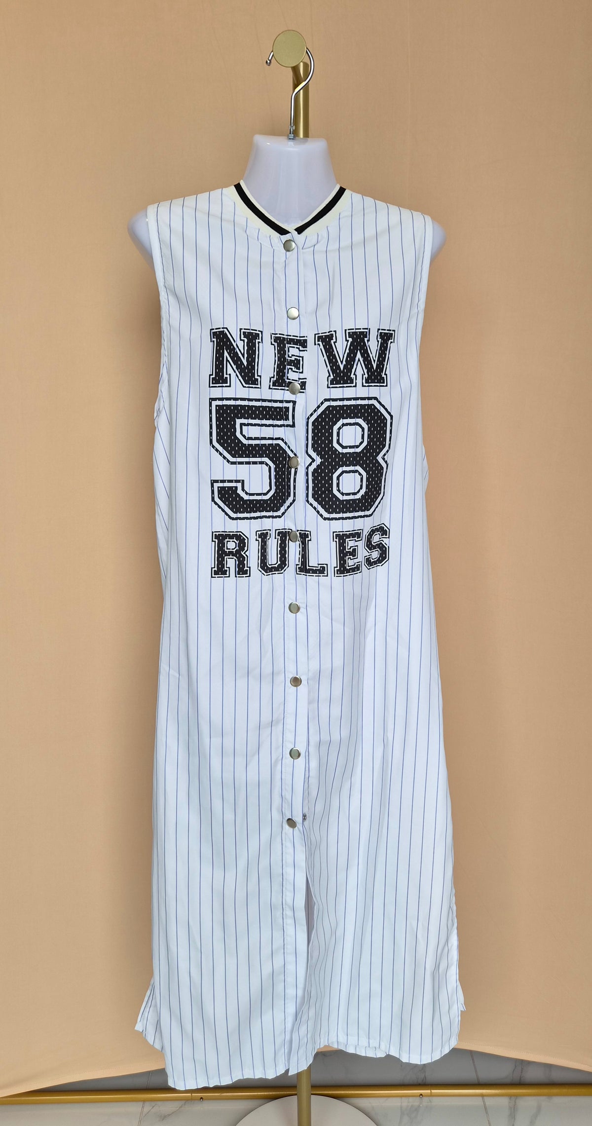 Something Borrowed Pinstripe Baseball Maxi Dress – Size S