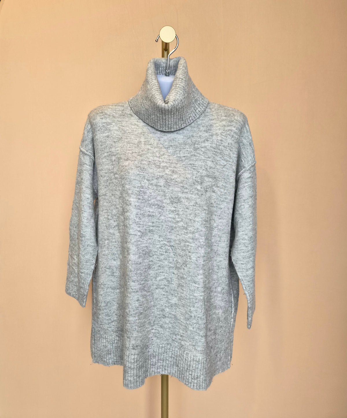 Mango Basics Grey Oversized Turtleneck Sweater – Size M