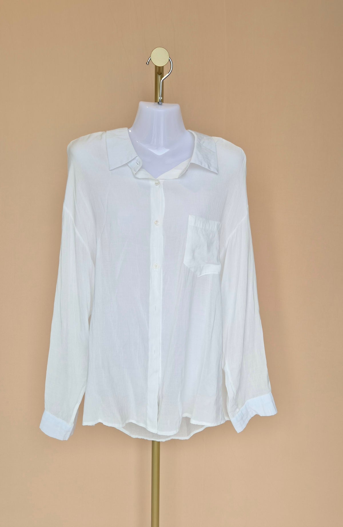 Seven White Relaxed Button-Up Shirt Free Size