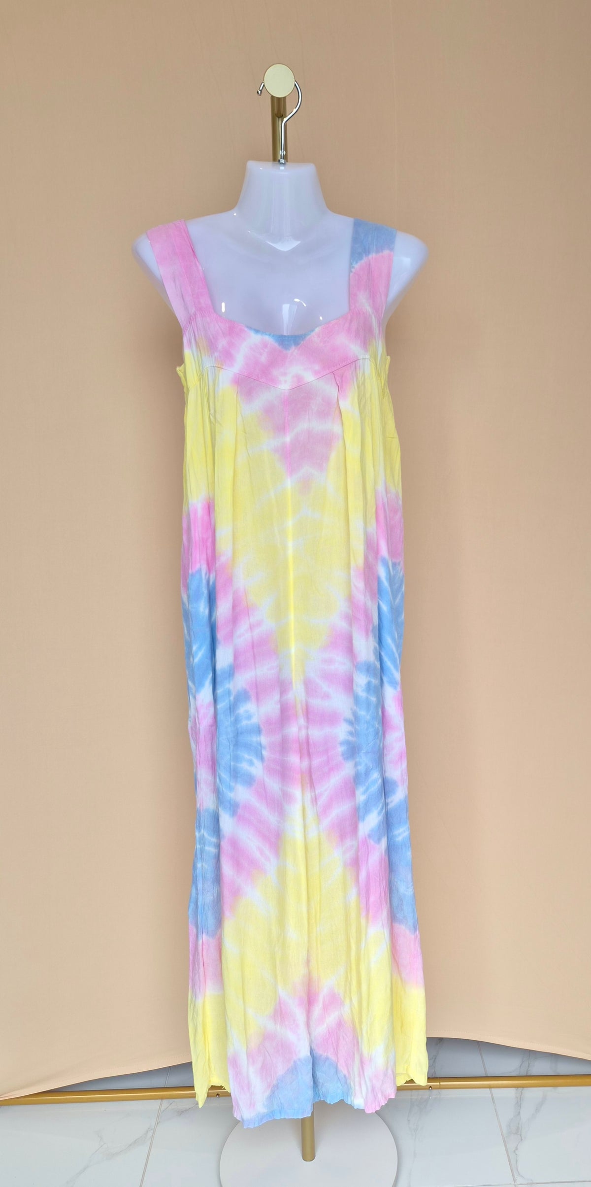 Pastel Tie-Dye Maxi Dress Free Size