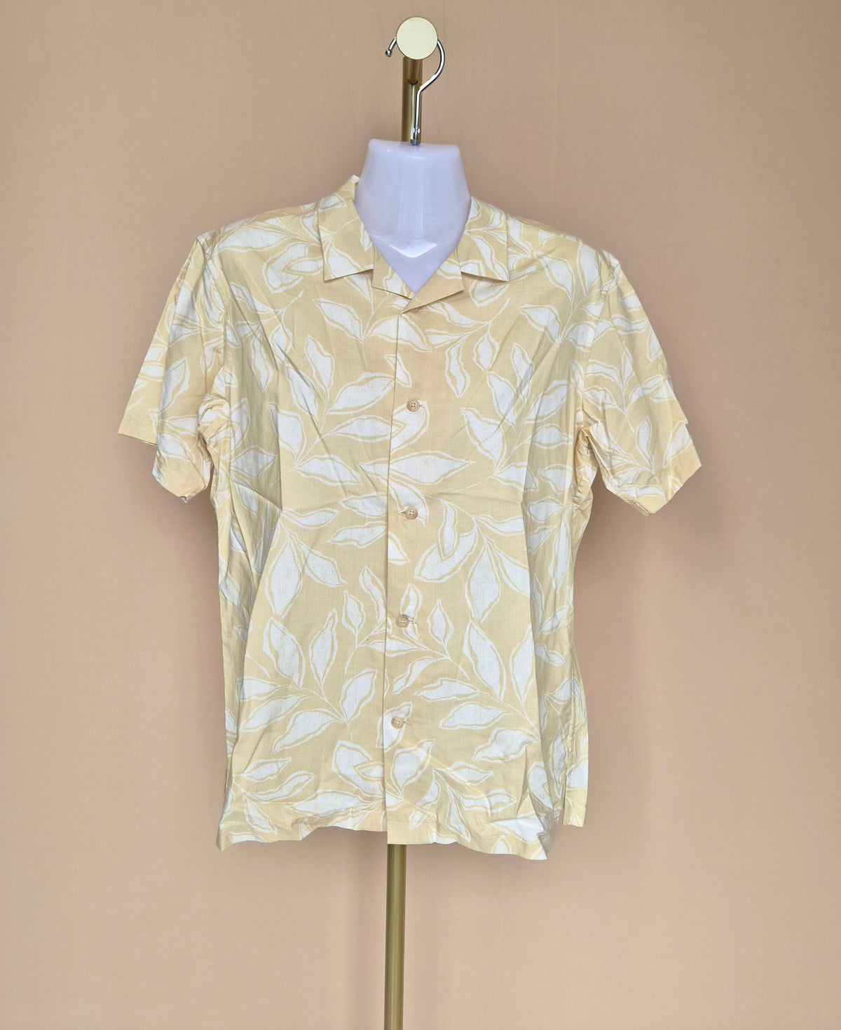 Uniqlo Beige Leaf-Print Shirt – Size S