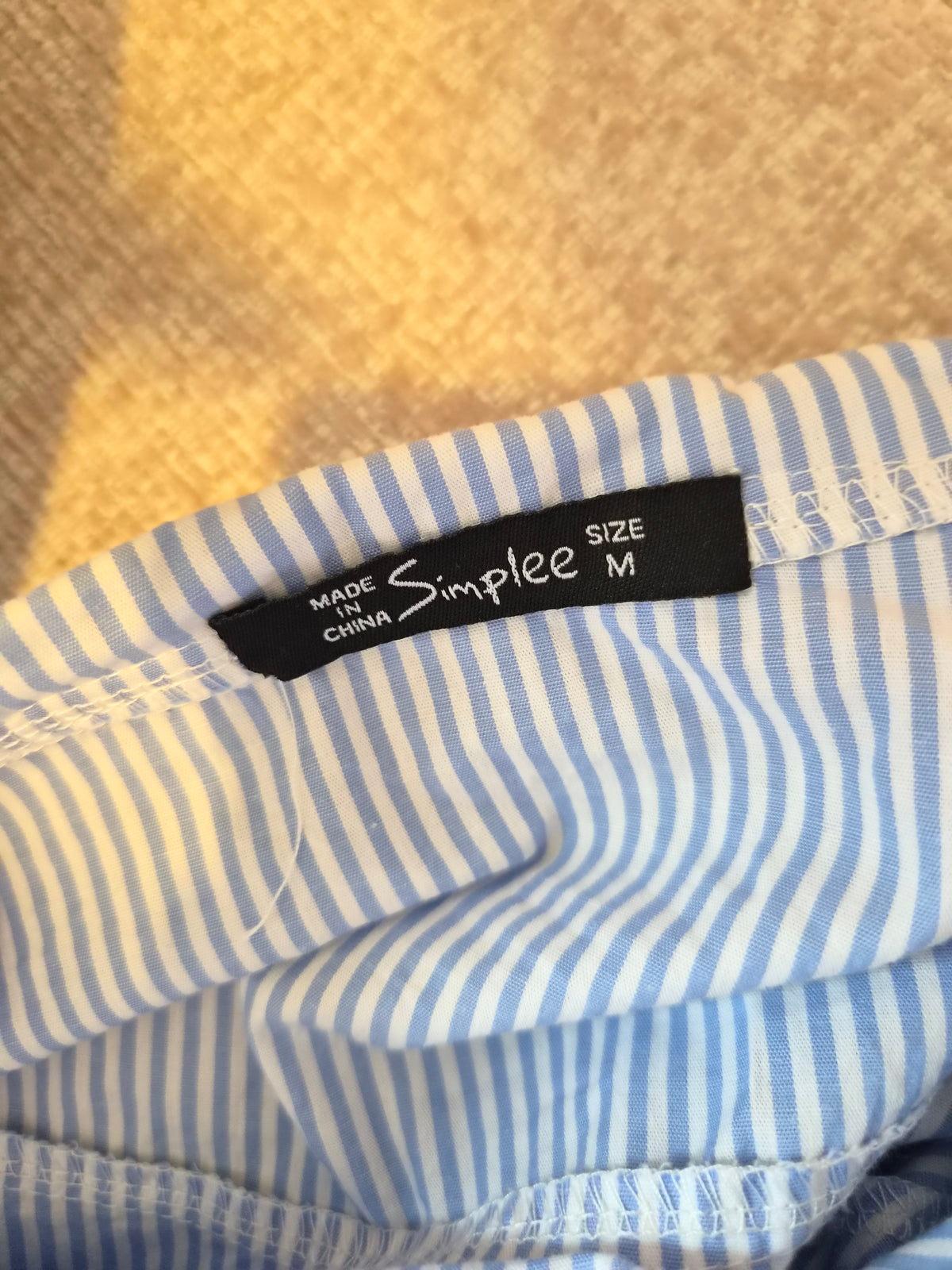 Simplee Blue Striped Off-Shoulder Playsuit – Size M
