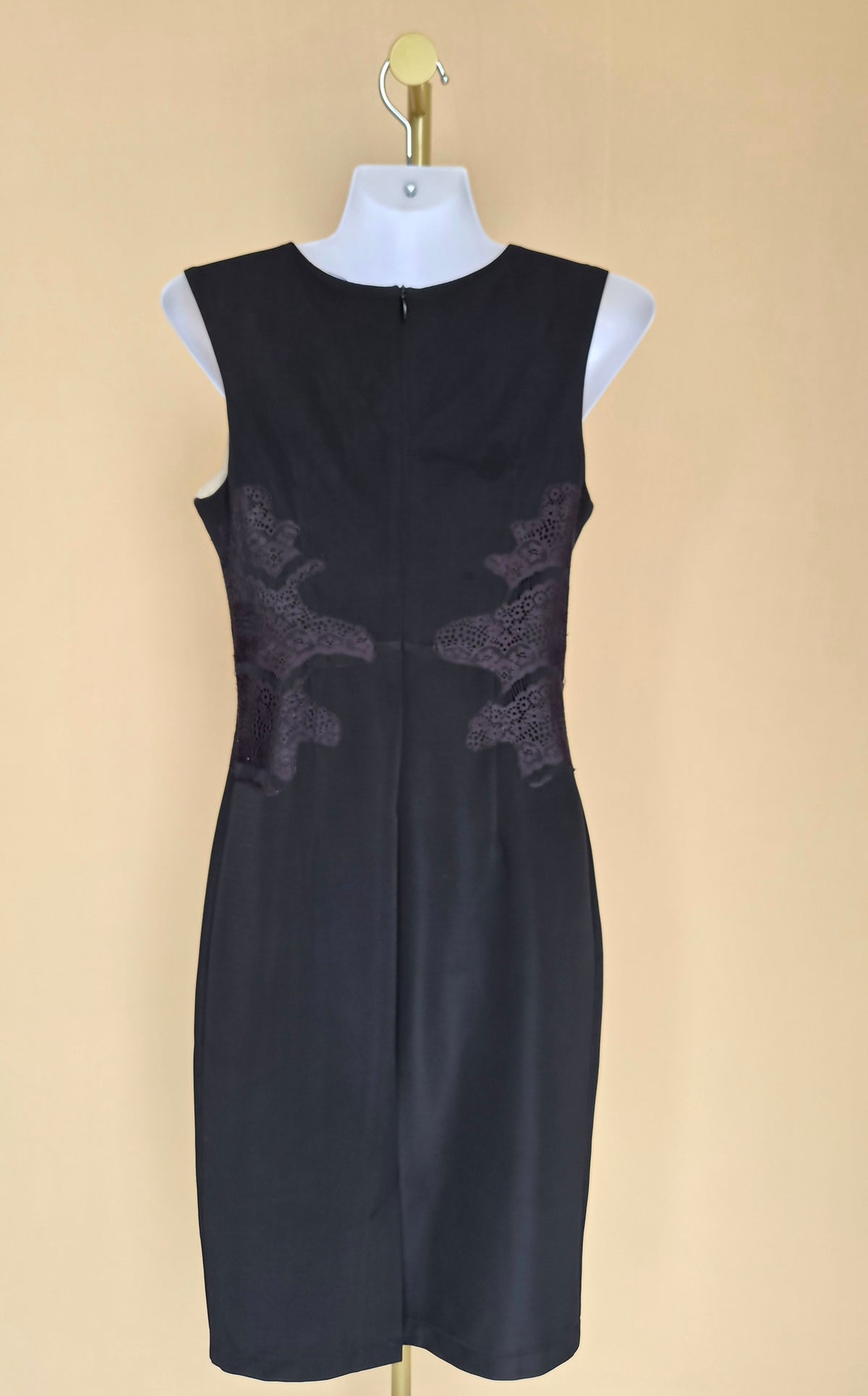 Doublewoot Black and Nude Lace-Detail Pencil Dress – Size L