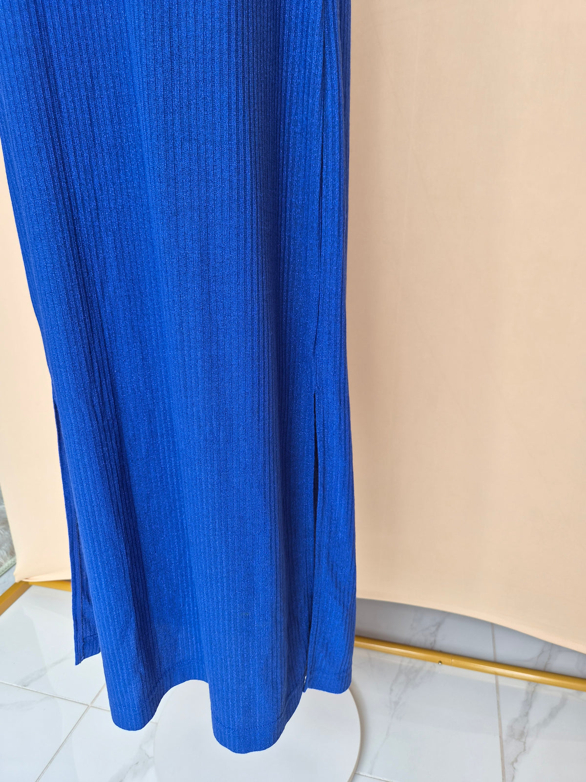 Monki Cobalt Blue Shimmer Ribbed Maxi Dress – Size S