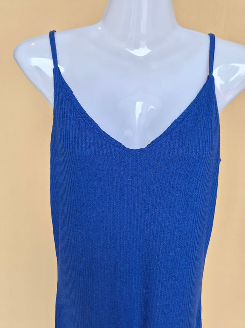 Monki Cobalt Blue Shimmer Ribbed Maxi Dress – Size S