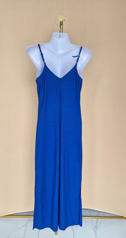Monki Cobalt Blue Shimmer Ribbed Maxi Dress – Size S