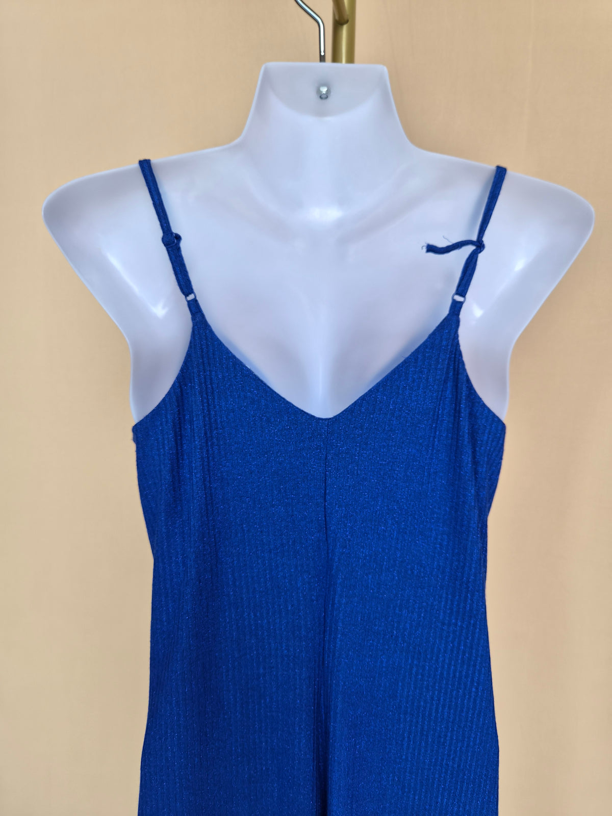 Monki Cobalt Blue Shimmer Ribbed Maxi Dress – Size S
