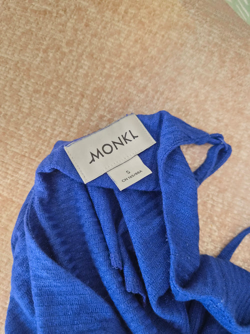Monki Cobalt Blue Shimmer Ribbed Maxi Dress – Size S