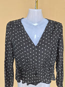 H&M Black and White Polka-Dot Peplum Blouse – Petite XS / UK 4P