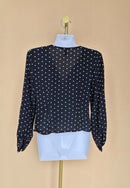 H&M Black and White Polka-Dot Peplum Blouse – Petite XS / UK 4P