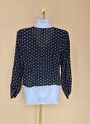 H&M Black and White Polka-Dot Peplum Blouse – Petite XS / UK 4P
