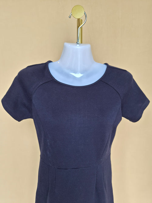 Navy Blue Short-Sleeve Pencil Dress – Estimate Size XS
