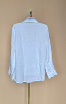 White Linen-Style Roll-Sleeve Shirt – Est Size S