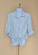 H&M Striped Linen Tie-Front Shirt – Size S