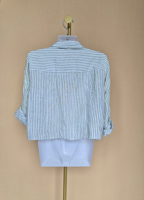 H&M Striped Linen Tie-Front Shirt – Size S
