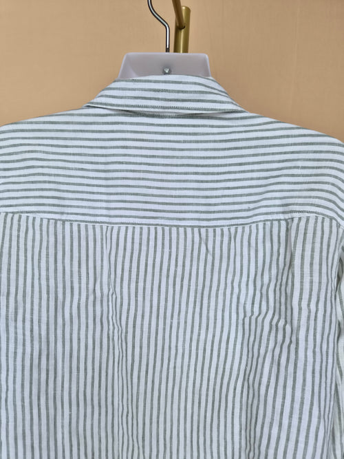 H&M Striped Linen Tie-Front Shirt – Size S