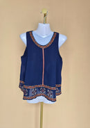Zara Basic Embroidered Navy Top – Size S