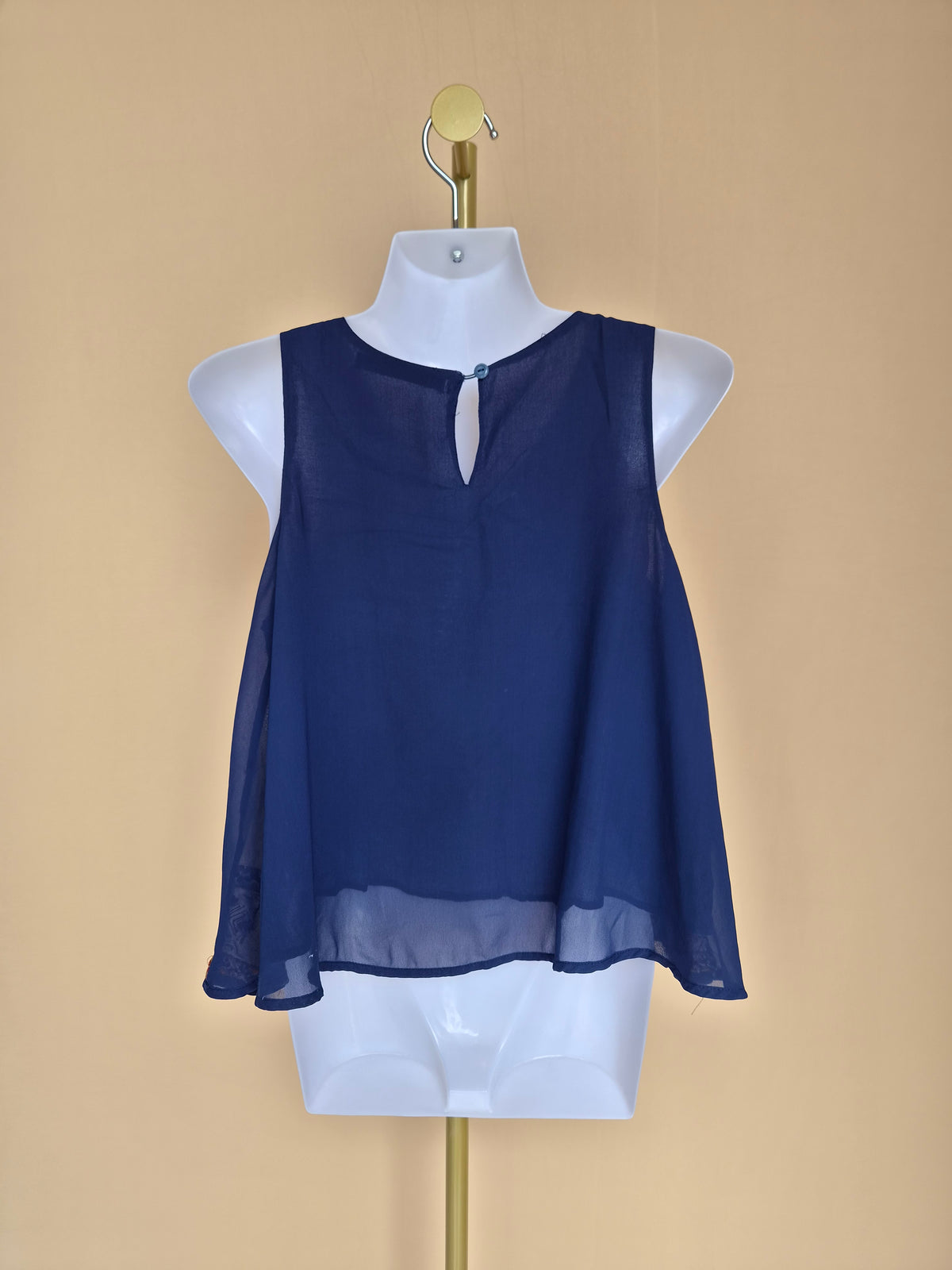 Zara Basic Embroidered Navy Top – Size S