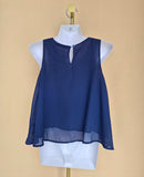 Zara Basic Embroidered Navy Top – Size S