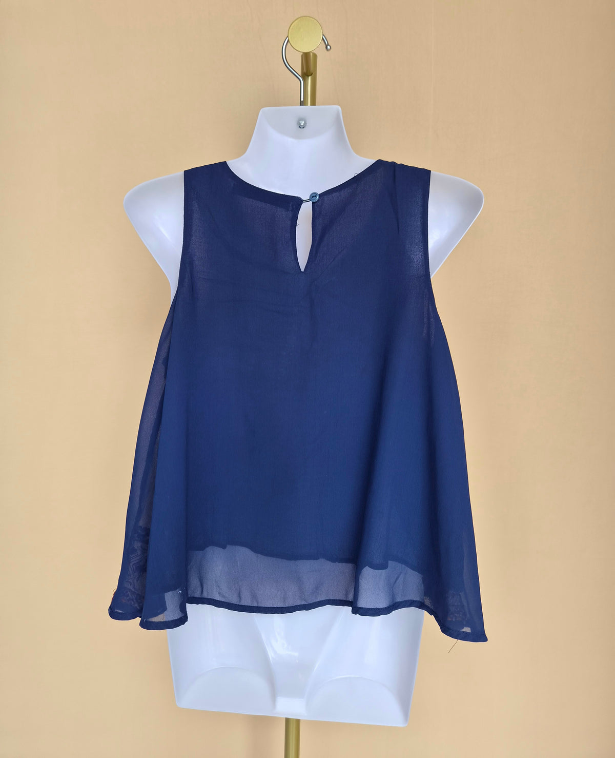 Zara Basic Embroidered Navy Top – Size S