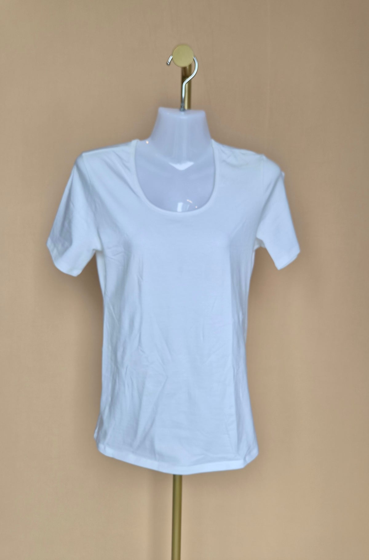 Falke White Scoop-Neck T-Shirt Size S