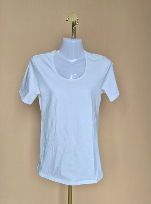 Falke White Scoop-Neck T-Shirt Size S