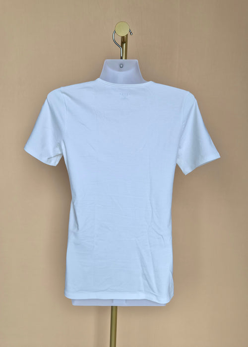 Falke White Scoop-Neck T-Shirt Size S
