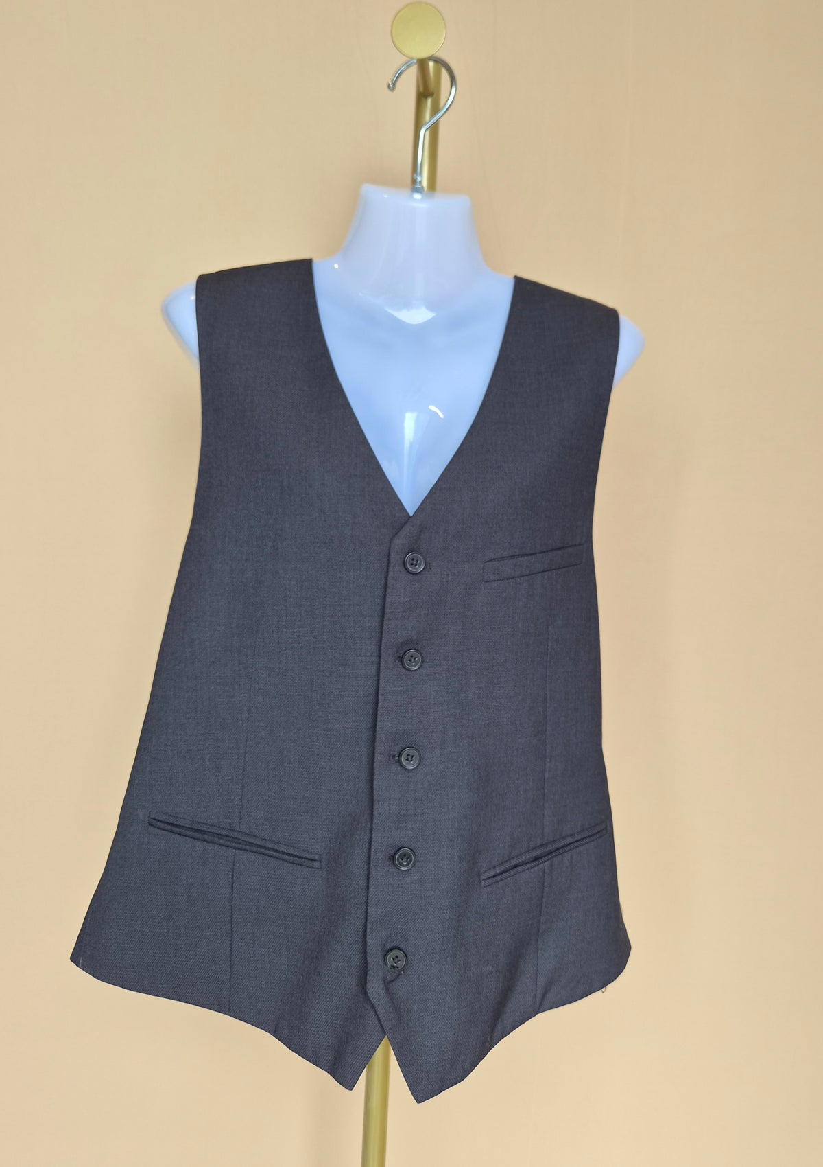H&M Men’s Dark Charcoal Tailored Waistcoat – Size XXL