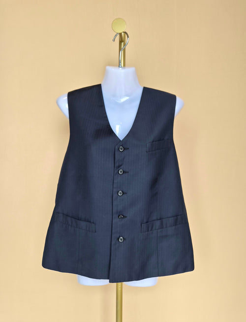 H&M Men’s Navy Pinstripe Tailored Waistcoat – Size XXL