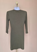 Lefties Olive Ribbed Bodycon Dress – Size M