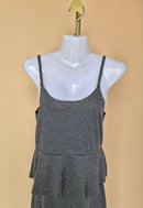 Grey Ribbed Peplum Cami Dress – Est Size M
