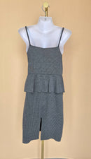 Grey Ribbed Peplum Cami Dress – Est Size M