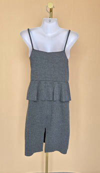 Grey Ribbed Peplum Cami Dress – Est Size M