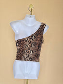 SHEIN Snake Print One-Shoulder Crop Top – Size M