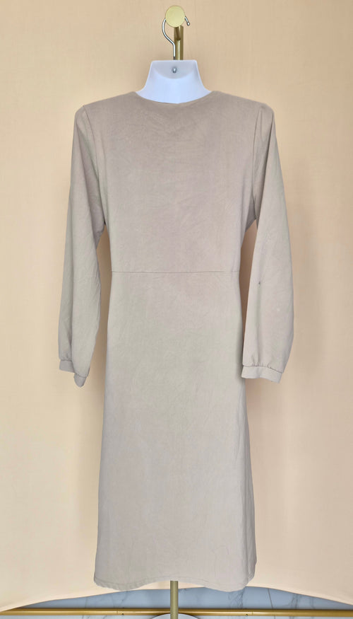 ID Store Beige Collared Midi Dress