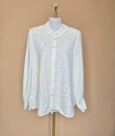 Ivory Lace Front Long-Sleeve Blouse