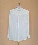 Ivory Lace Front Long-Sleeve Blouse