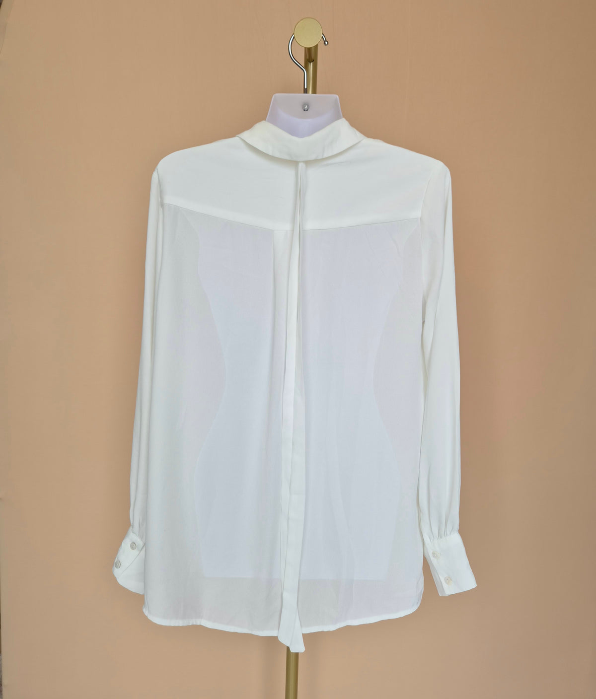 Ivory Lace Front Long-Sleeve Blouse