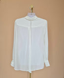 Ivory Lace Front Long-Sleeve Blouse